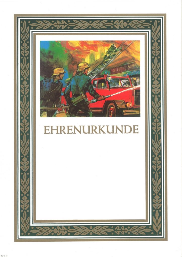 Urkunde Feuerwehr